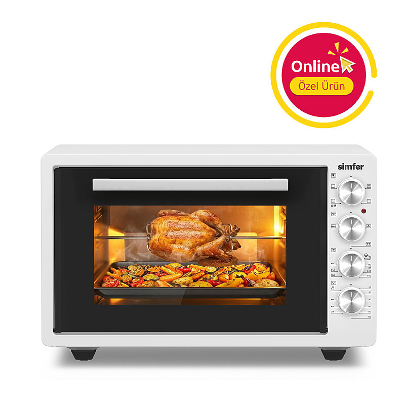 Simfer 4262 Beyaz 42 LT Turbo Fan Piliç Çevirme Mini/Midi Fırın - 6 Fonksiyon,Yoğurt Yapma, Buz Çözme & İç Aydınlatma - 1