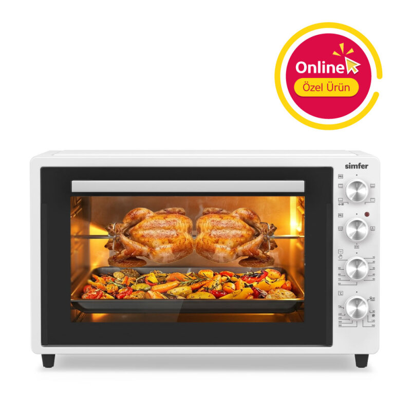Simfer 7062 Beyaz 70 LT Turbo Fan Piliç Çevirme Mini/Midi Fırın - Multi Fonksiyon, Yoğurt Yapma, Buz Çözme & Çift Cam - 1