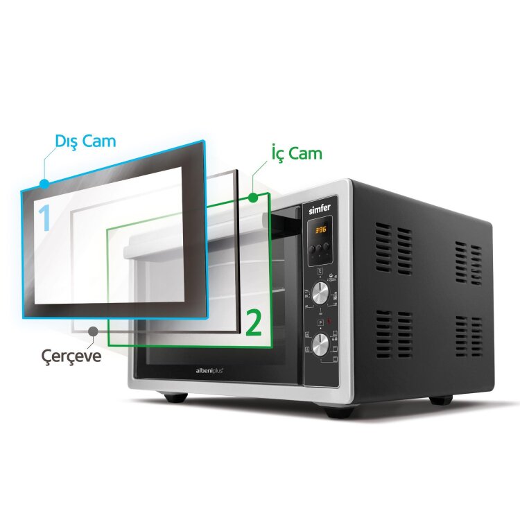 Simfer 7062 Beyaz 70 LT Turbo Fan Piliç Çevirme Mini/Midi Fırın - Multi Fonksiyon, Yoğurt Yapma, Buz Çözme & Çift Cam - 5