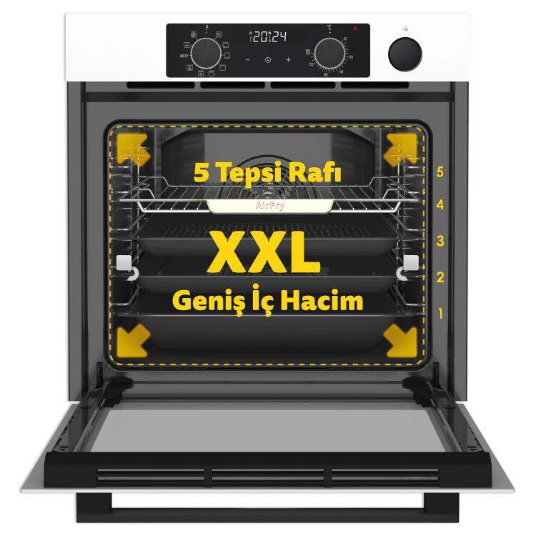 Simfer 8245 11 Fonksiyon Steam Master Ankastre Fırın Beyaz Cam Dijital - 2