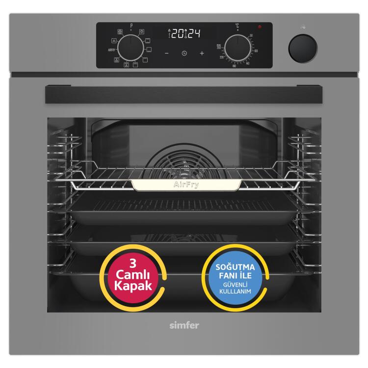 Simfer 8246 11 Fonksiyon Steam Master Ankastre Fırın Gri Cam Dijital - SİMFER