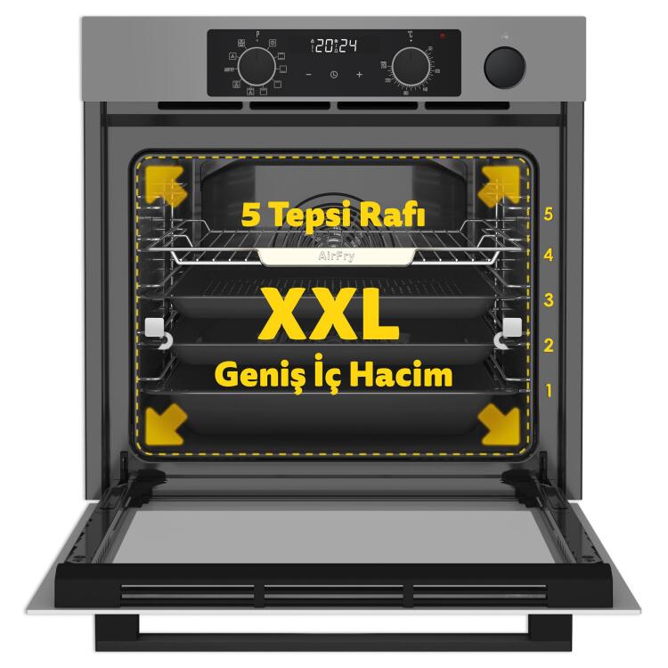 Simfer 8246 11 Fonksiyon Steam Master Ankastre Fırın Gri Cam Dijital - 2