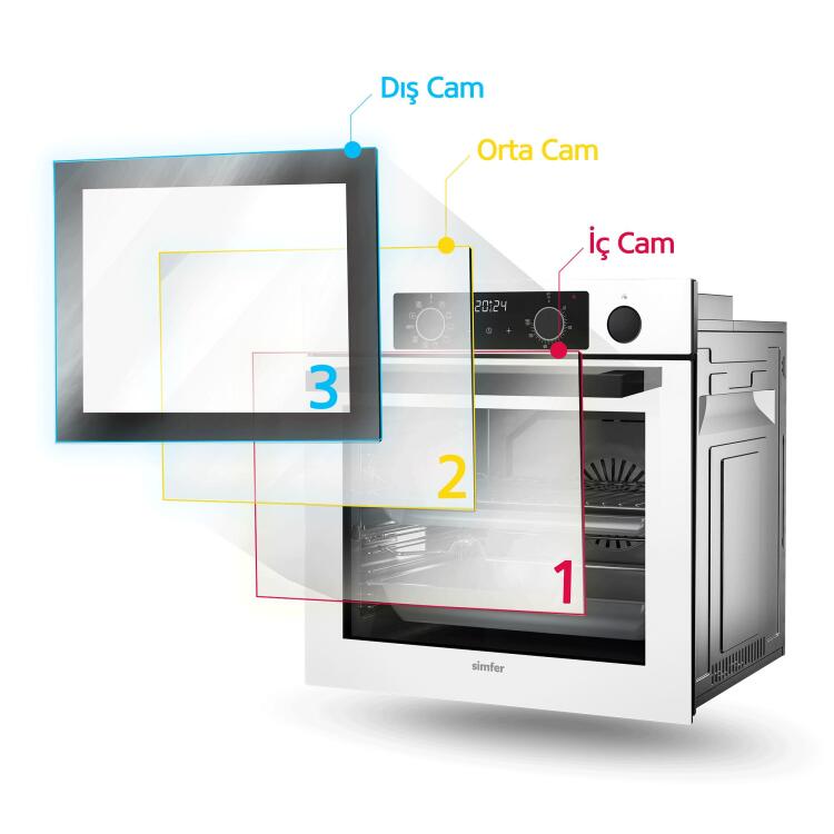 Simfer 8246 11 Fonksiyon Steam Master Ankastre Fırın Gri Cam Dijital - 5