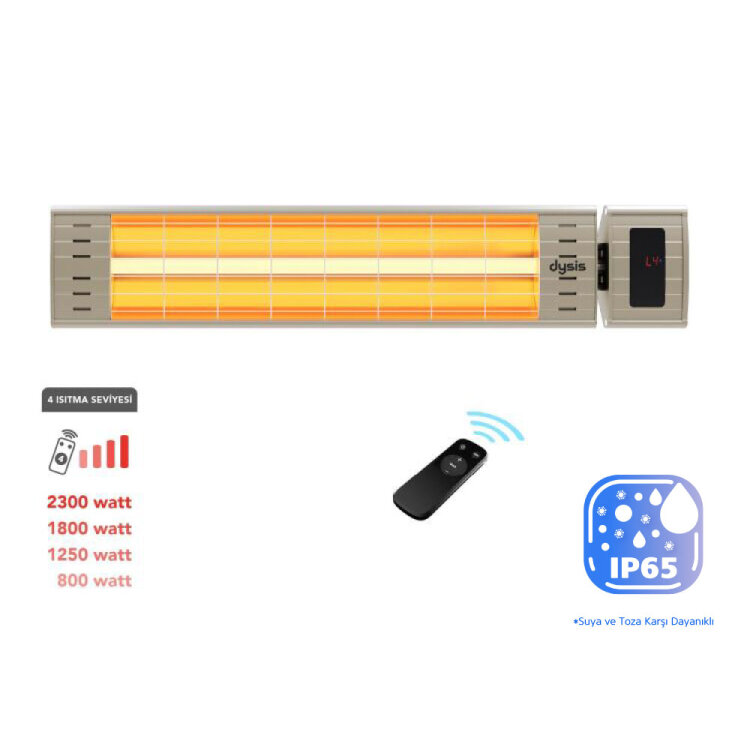 Dysis Art Plus Karbon Serisi IP65 Suya-Toza Dayanıklı 2300 W Bej Uzaktan Kumandalı İç/Dış Mekan Isıtıcı - DYSIS