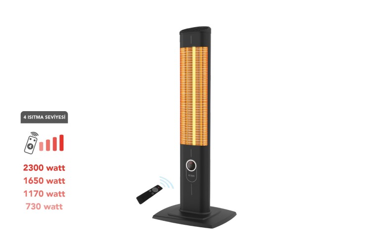 ICQN Craft Serisi IC2300 Suya-Toza Dayanıklı 2300 W Siyah Uzaktan Kumandalı İç/Dış Mekan Isıtıcı - ICQN