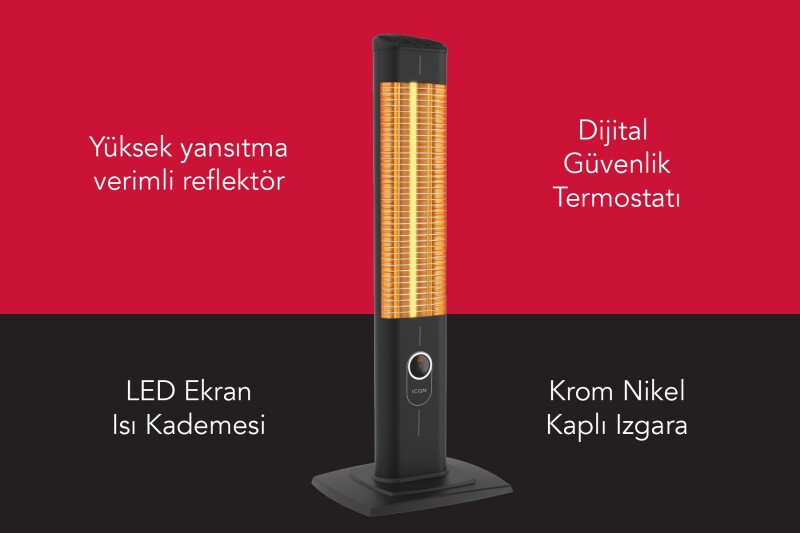 ICQN Craft Serisi IC2300 Suya-Toza Dayanıklı 2300 W Siyah Uzaktan Kumandalı İç/Dış Mekan Isıtıcı - 3