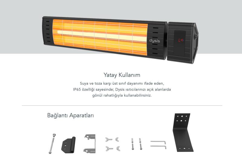 Dysis Art Plus Karbon Serisi IP65 Suya-Toza Dayanıklı 2300 W Siyah Uzaktan Kumandalı İç/Dış Mekan Isıtıcı - 4