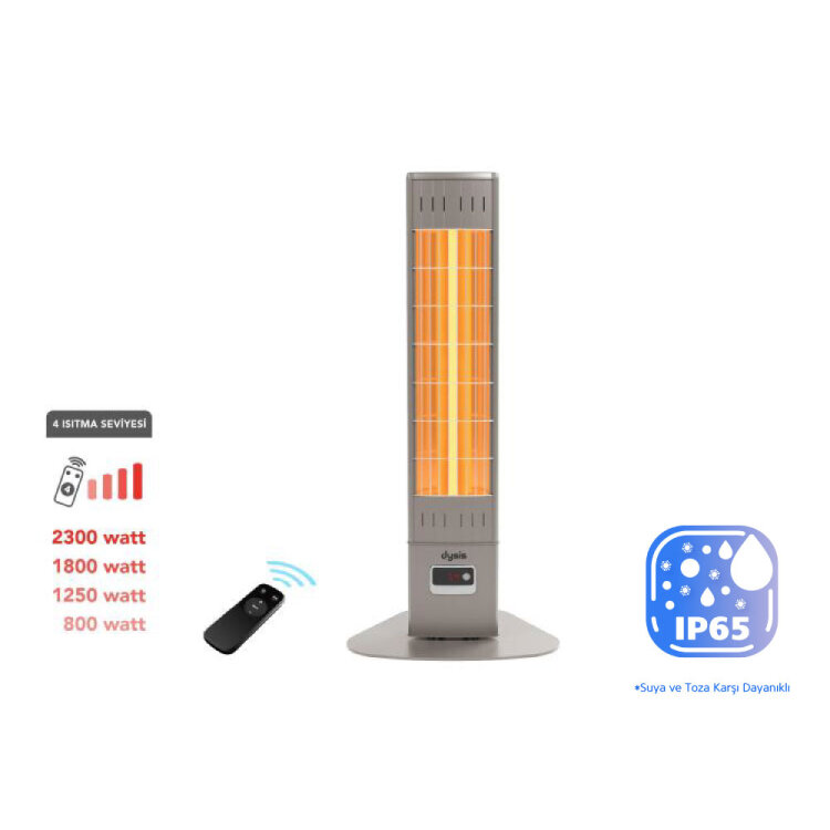 Dysis Single X Karbon Serisi IP65 Suya-Toza Dayanıklı 2300 W Bej Uzaktan Kumandalı İç/Dış Mekan Isıtıcı - DYSIS