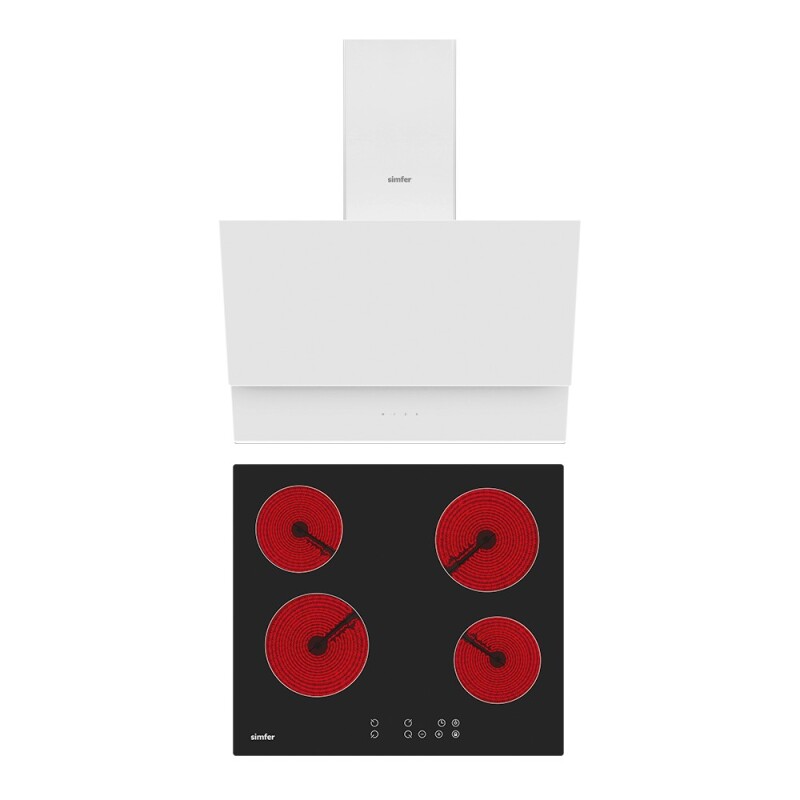 Simfe QS Beyaz Elektrikli 2'li Ankastre Set (Elektrikli Ocak + Davlumbaz) - 1