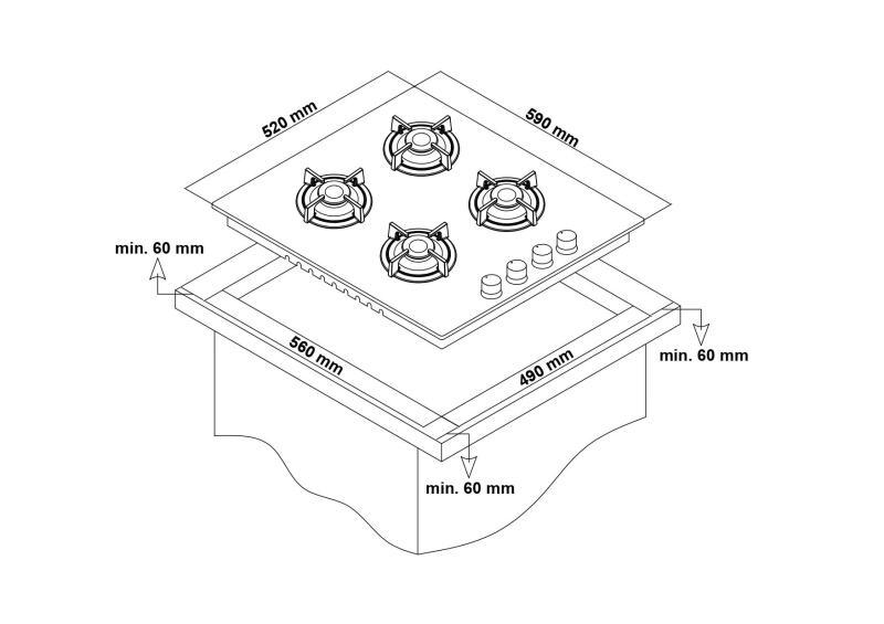Simfer 10 Fonksiyon Airfry Gri 3'lü Ankastre Set (8217 Fırın + 3538 Ocak + 8740 Davlumbaz) - 6