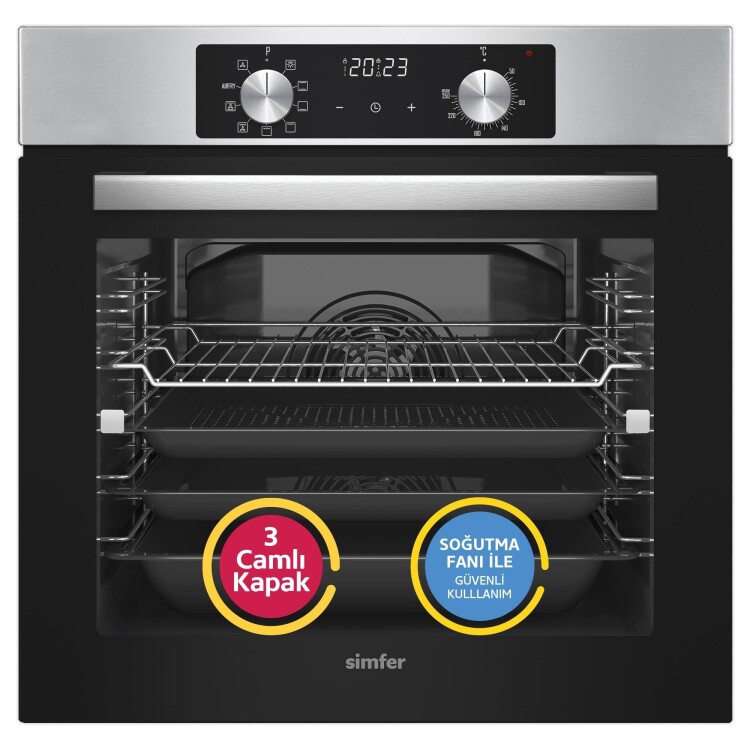 Simfer 10 Fonksiyon Airfry Plus Inox 2'li Ankastre Set (8210 Fırın + 3653 Ocak) - 2
