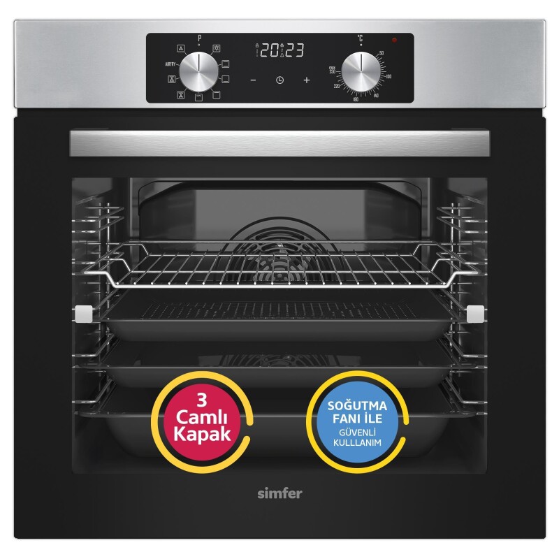 Simfer 10 Fonksiyon Airfry Plus Inox 2'li Ankastre Set (8210 Fırın + 3653 Ocak) - 2