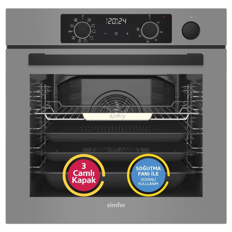 Simfer 11 Fonksiyon Steam Master Gri 2'li Ankastre Set (8246 Fırın + 3656 Ocak) - 2