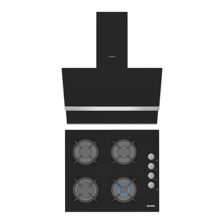Simfer 2'li Siyah Cam Ankastre Set(3500 Ocak + 8738 Davlumbaz) - Simfer