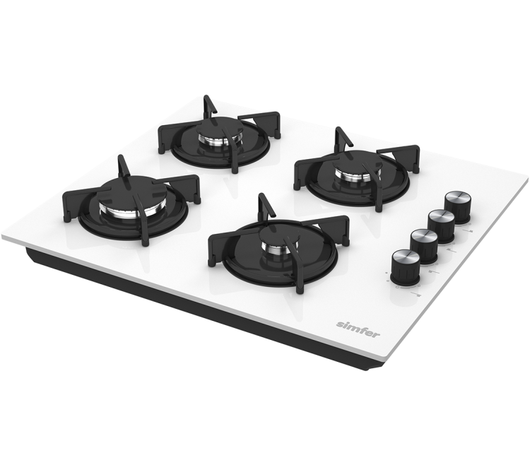 Simfer 3048 4 Gözü Gazlı Set Üstü & Ankastre Ocak, LPG Dönüşümlü, 60 cm, Beyaz - Simfer
