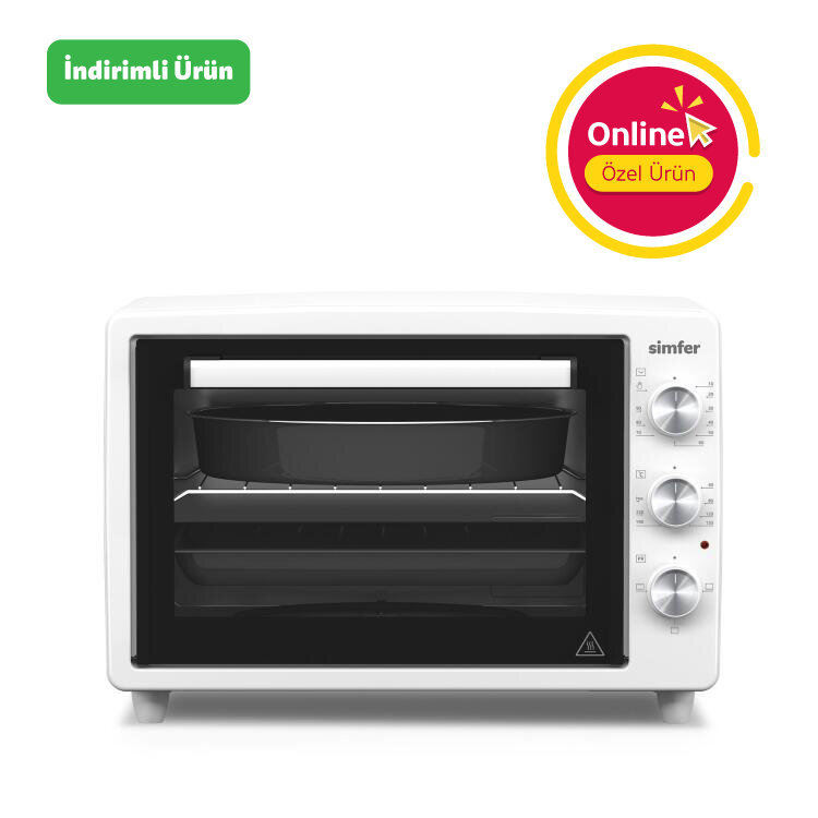 Simfer 3420 Beyaz 34 LT Statik Mini / Midi Fırın - 4 Fonksiyon, Programlanabilir Pişirme & Isı Kontrol Sistem - SİMFER