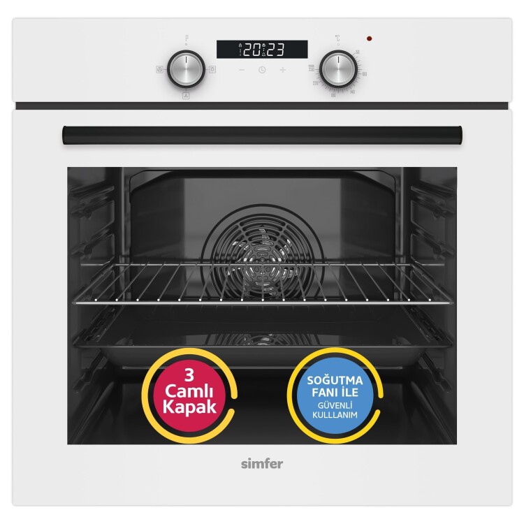 Simfer 4 Fonksiyon Trend Dijital Beyaz Power Turbo 2'li Ankastre Set (Fırın + Ocak) - 2