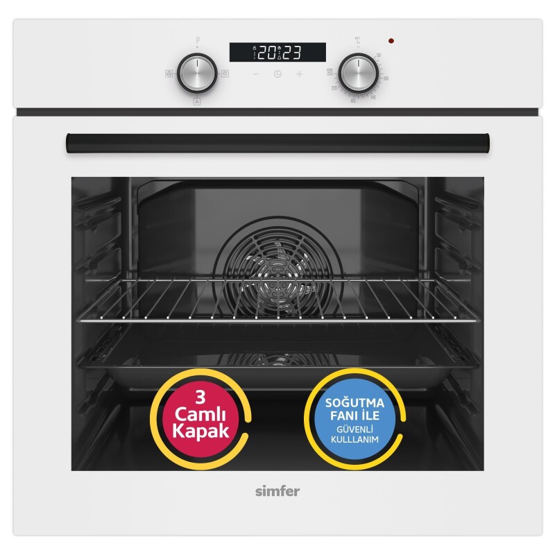 Simfer 4 Fonksiyon Trend Dijital Beyaz Power Turbo 2'li Ankastre Set (Fırın + Ocak) - 2