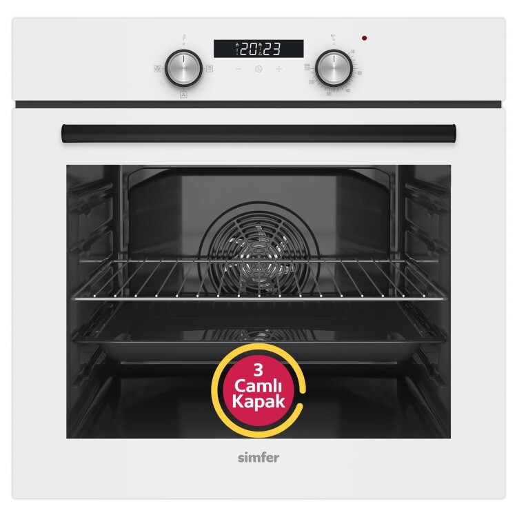 Simfer 4 Fonksiyon Trend Dijital Beyaz Power Turbo Elektrikli 2'li Ankastre Set (Fırın + Elektrikli Ocak) - 2