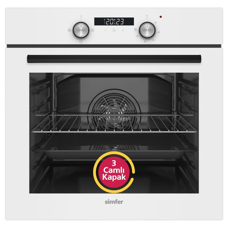 Simfer 4 Fonksiyon Trend Dijital Beyaz Power Turbo Elektrikli 2'li Ankastre Set (Fırın + Elektrikli Ocak) - 2