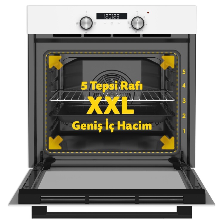 Simfer 4 Fonksiyon Trend Dijital Beyaz Power Turbo Elektrikli 2'li Ankastre Set (Fırın + Elektrikli Ocak) - 4