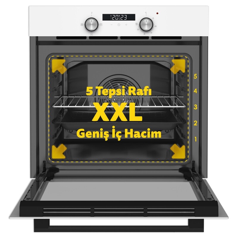 Simfer 4 Fonksiyon Trend Dijital Beyaz Power Turbo Elektrikli 2'li Ankastre Set (Fırın + Elektrikli Ocak) - 4