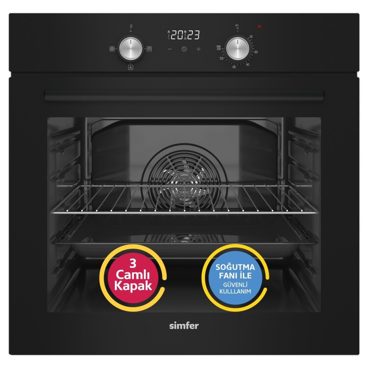 Simfer 4 Fonksiyon Trend Dijital Siyah Power Turbo 2'li Ankastre Set ( Fırın + Ocak) - 2