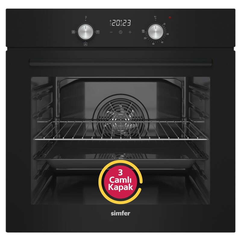 Simfer 4 Fonksiyon Trend Dijital Siyah Power Turbo Elektrikli 2'li Ankastre Set (Fırın + Elektrikli Ocak) - 2