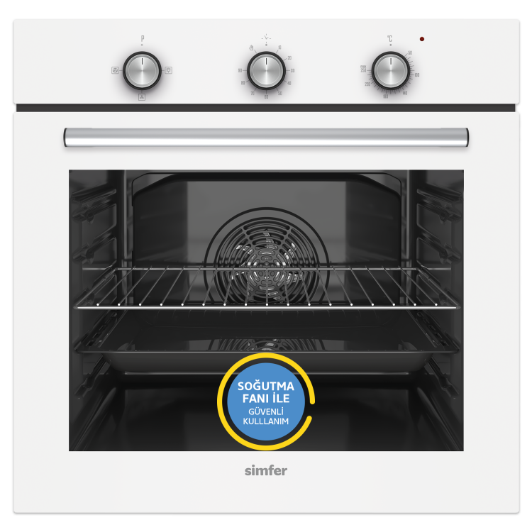 Simfer 4 Fonksiyon Trend Mekanik Beyaz Power Turbo 3'lü Ankastre Set (Fırın + Ocak + Davlumbaz) - 2