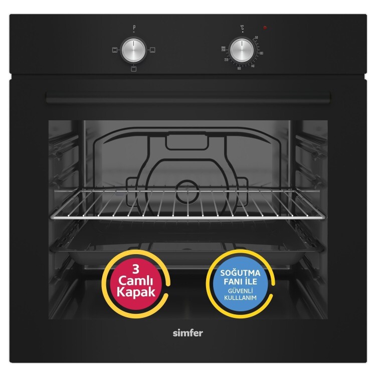 Simfer 4 Fonksiyon Trend Mekanik Metal Siyah 2'li Ankastre Set (Fırın + Ocak) - 2