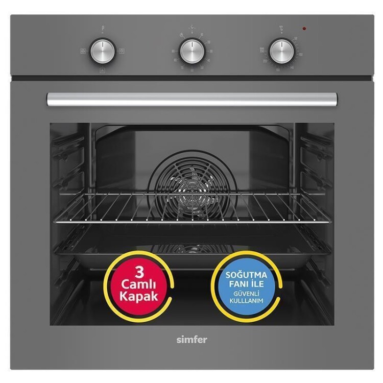 Simfer 4 Fonksiyon Trend Mekanik Silver Power Turbo 2'li Ankastre Set ( Fırın + Ocak) - 2