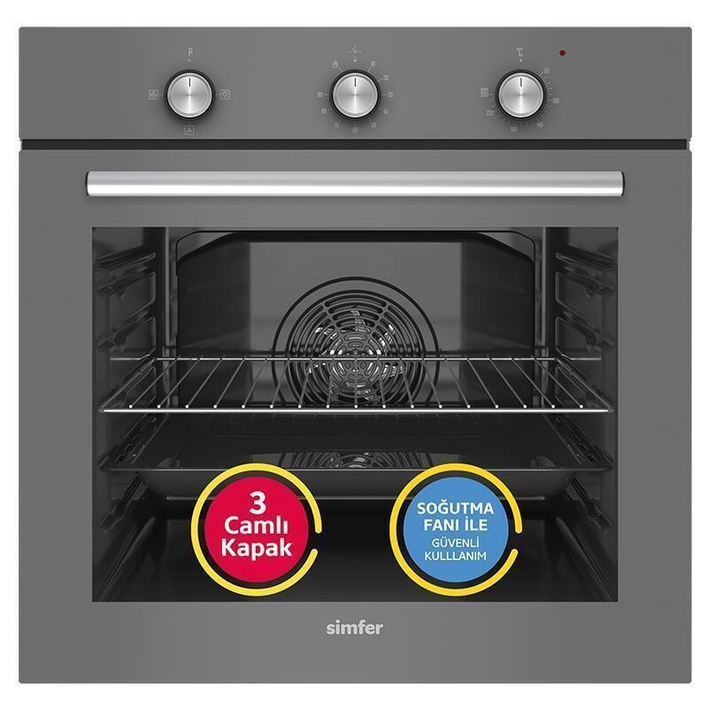 Simfer 4 Fonksiyon Trend Mekanik Silver Power Turbo 2'li Ankastre Set ( Fırın + Ocak) - 2