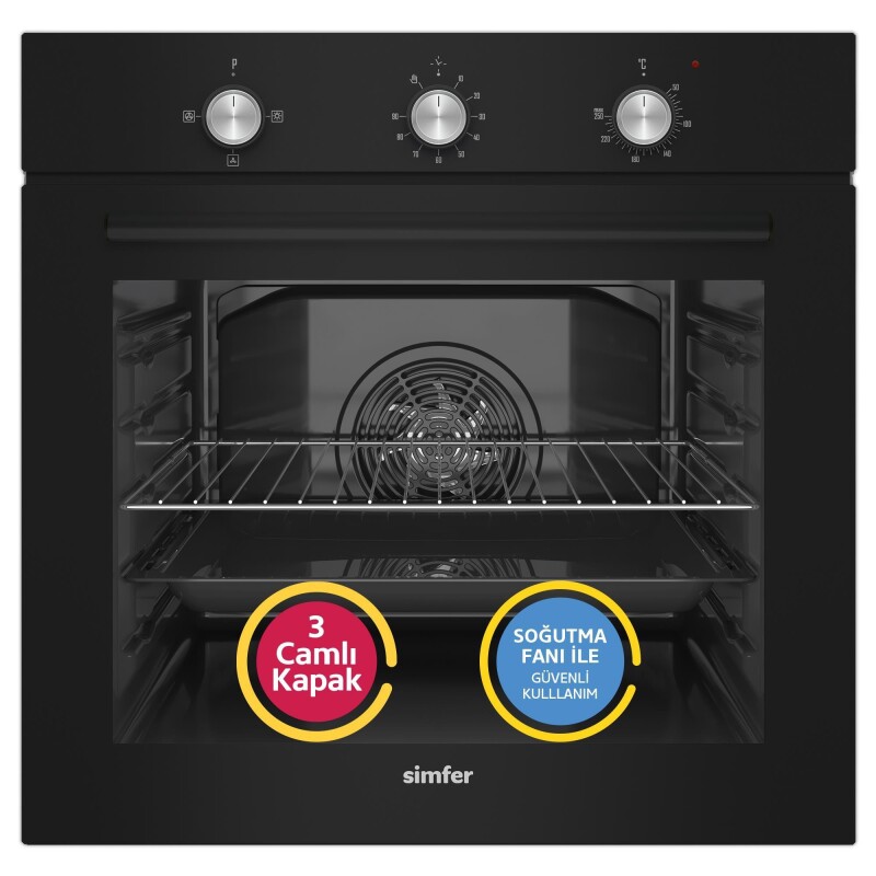 Simfer 4 Fonksiyon Trend Mekanik Siyah Power Turbo 2'li Ankastre Set (Fırın + Ocak) - 2