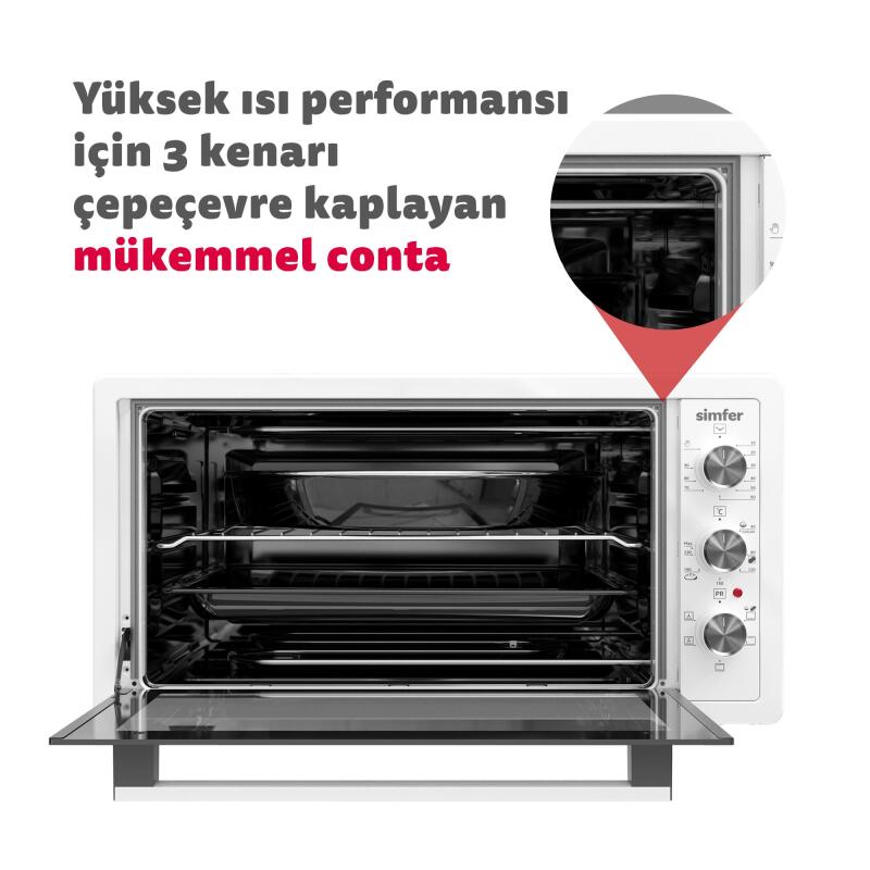 Simfer 4242 Beyaz 42 LT Turbo Fan Mini / Midi Fırın - 6 Fonksiyon,Yoğurt Yapma, Buz Çözme & İç Aydınlatma - 8