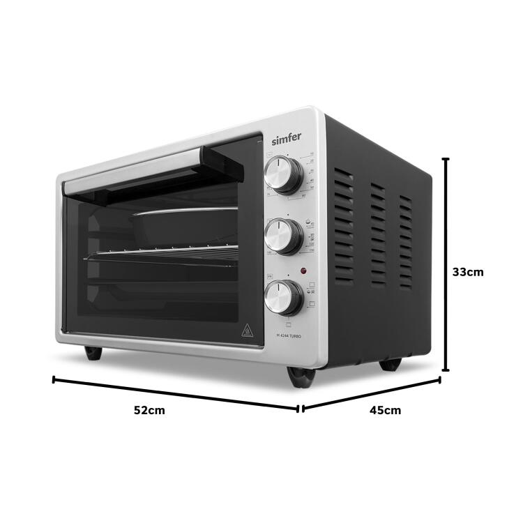 Simfer 4244 İnox Gri 42 LT Turbo Fan Mini / Midi Fırın - 6 Fonksiyon,Yoğurt Yapma, Buz Çözme & İç Aydınlatma - 14