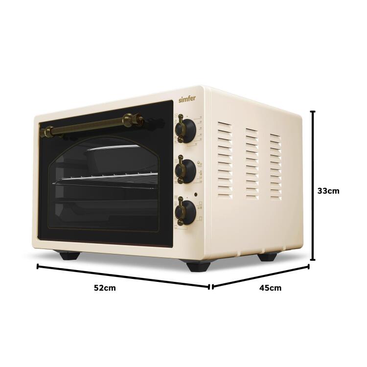 Simfer 4295 Retro Bej 42LT Turbo Fan Mini / Midi Fırın – 6 Fonksiyon, Yoğurt Yapma & Buz Çözme Özellikli - 5