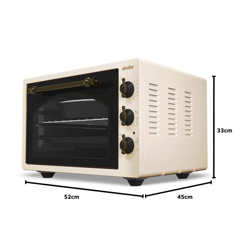 Simfer 4295 Retro Bej 42LT Turbo Fan Mini / Midi Fırın – 6 Fonksiyon, Yoğurt Yapma & Buz Çözme Özellikli - 5
