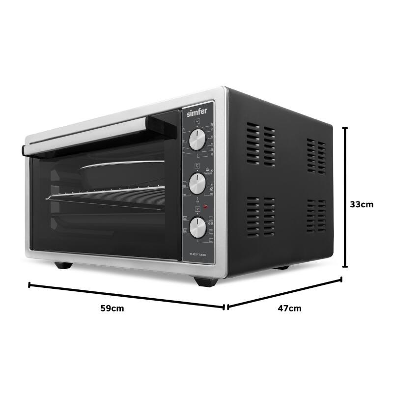 Simfer 4507 İnox 45 LT Turbo Fan Mini / Midi Fırın - 6 Fonksiyon, Pop-Up Düğme, Yoğurt Yapma & Buz Çözme - 14