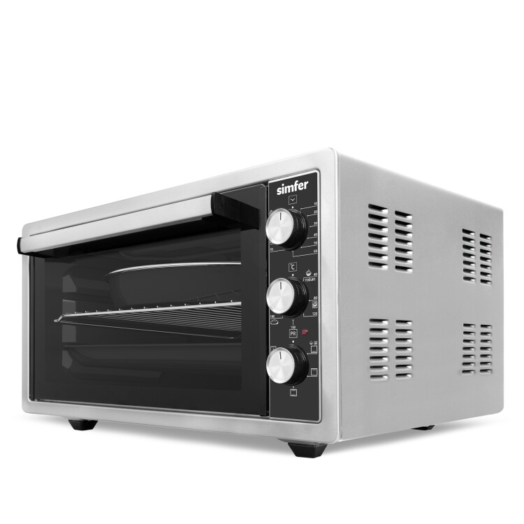 Simfer 4543 İnox Gri 45 LT Turbo Fan Mini / Midi Fırın - 6 Fonksiyon,Yoğurt Yapma, Buz Çözme & İç Aydınlatma - Simfer