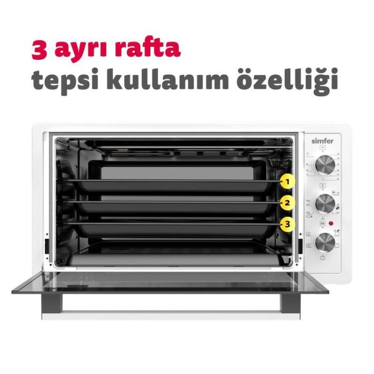 Simfer 4546 Beyaz 45 LT Turbo Fan Mini / Midi Fırın - 6 Fonksiyon, Yoğurt Yapma & Buz Çözme Özellikli - 8