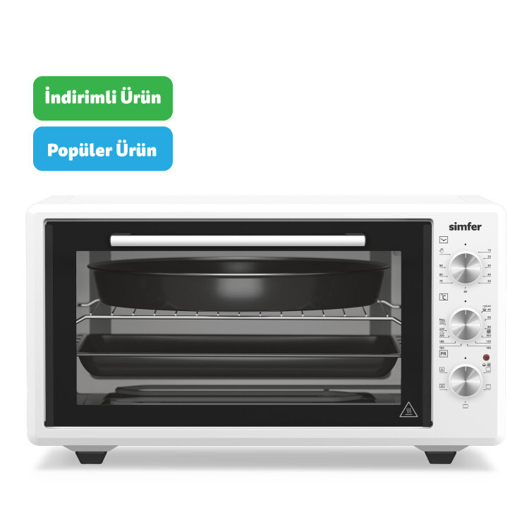 Simfer 4546 Beyaz 45 LT Turbo Fan Mini / Midi Fırın - 6 Fonksiyon, Yoğurt Yapma & Buz Çözme Özellikli - SİMFER