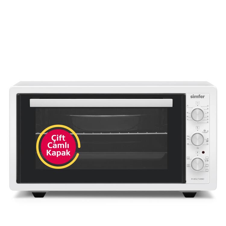 Simfer 4552 Beyaz 45 LT Turbo Fan Mini / Midi Fırın - 6 Fonksiyon,Yoğurt Yapma, Buz Çözme & İç Aydınlatma - SİMFER
