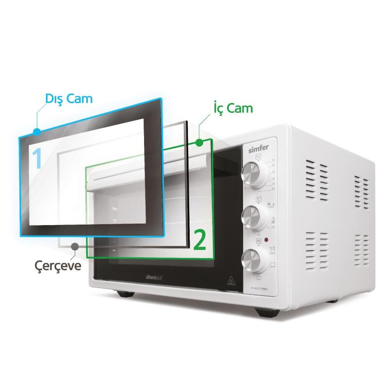 Simfer 4552 Beyaz 45 LT Turbo Fan Mini / Midi Fırın - 6 Fonksiyon,Yoğurt Yapma, Buz Çözme & İç Aydınlatma - 4