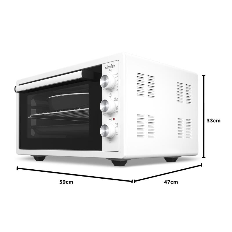 Simfer 4552 Beyaz 45 LT Turbo Fan Mini / Midi Fırın - 6 Fonksiyon,Yoğurt Yapma, Buz Çözme & İç Aydınlatma - 14