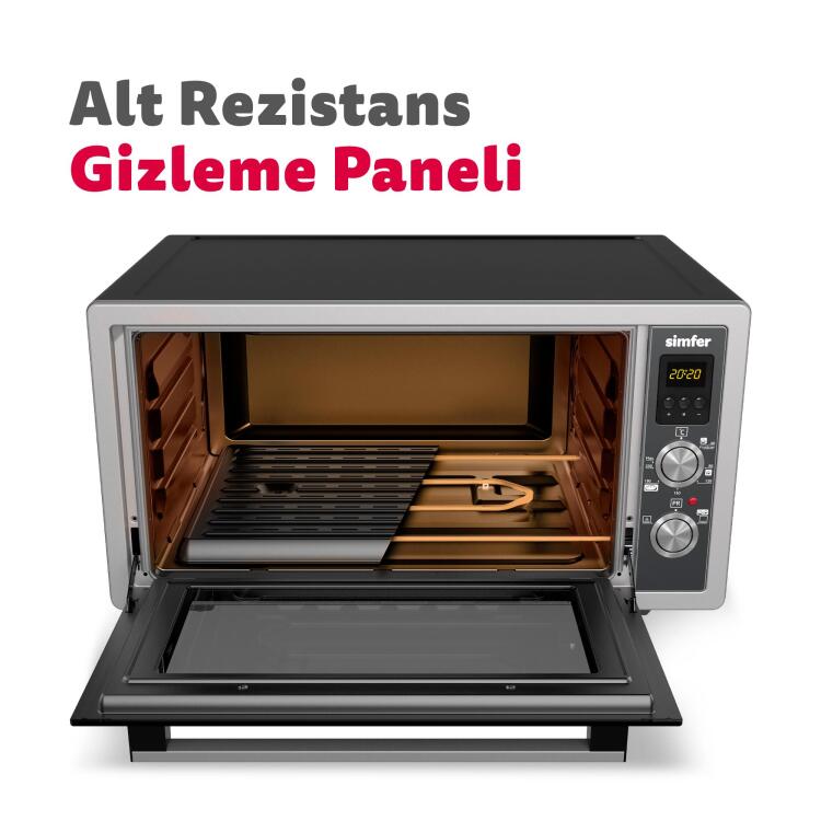 Simfer 4558 Beyaz 45 LT Turbo Fan Mini / Midi Fırın - 6 Fonksiyon, Dijital Ekran, Pop-Up Düğme,Yoğurt Yapma - 6