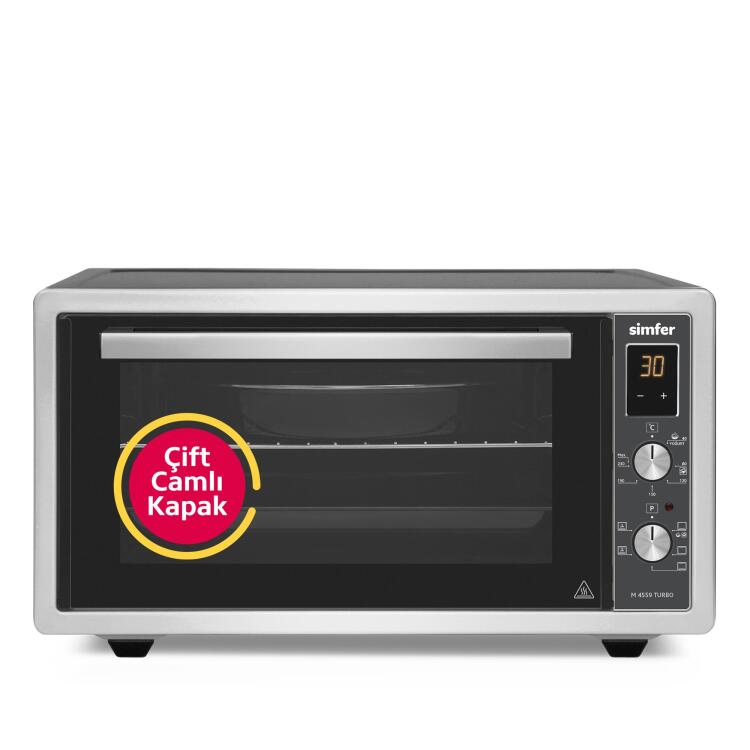 Simfer 4559 İnox 45 LT Turbo Fan Mini / Midi Fırın - 6 Fonksiyon, Dijital Ekran, Pop-Up Düğme,Yoğurt Yapma - SİMFER