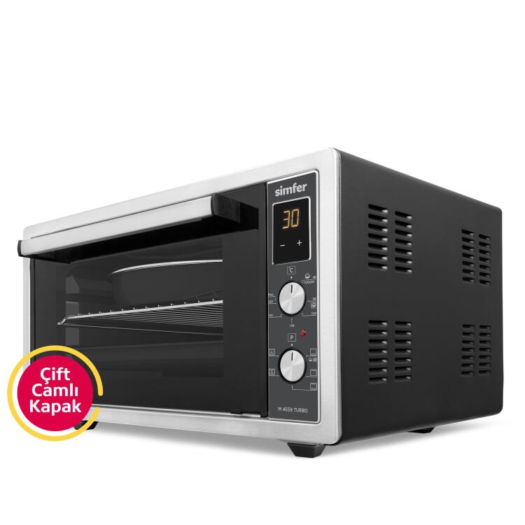 Simfer 4559 İnox 45 LT Turbo Fan Mini / Midi Fırın - 6 Fonksiyon, Dijital Ekran, Pop-Up Düğme,Yoğurt Yapma - 2