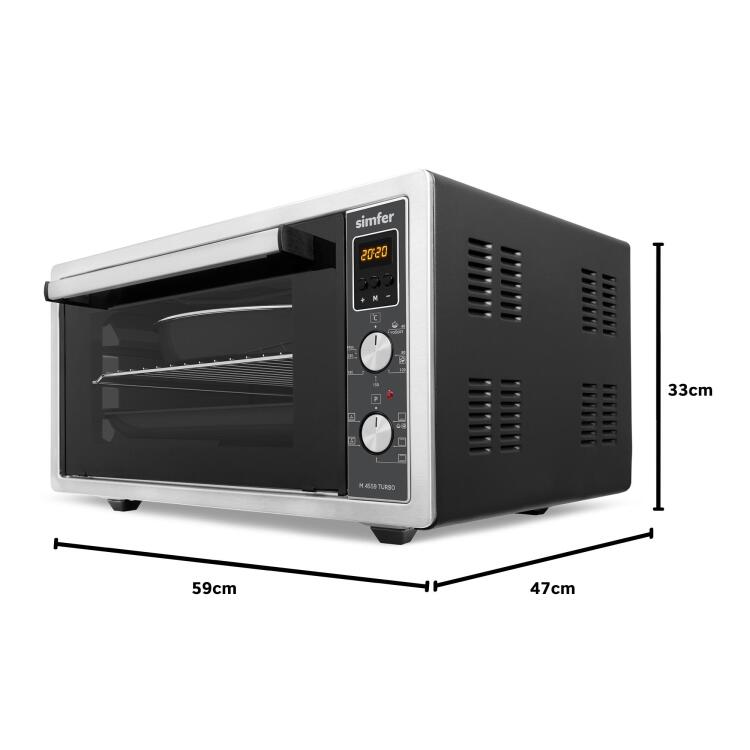 Simfer 4559 İnox 45 LT Turbo Fan Mini / Midi Fırın - 6 Fonksiyon, Dijital Ekran, Pop-Up Düğme,Yoğurt Yapma - 13