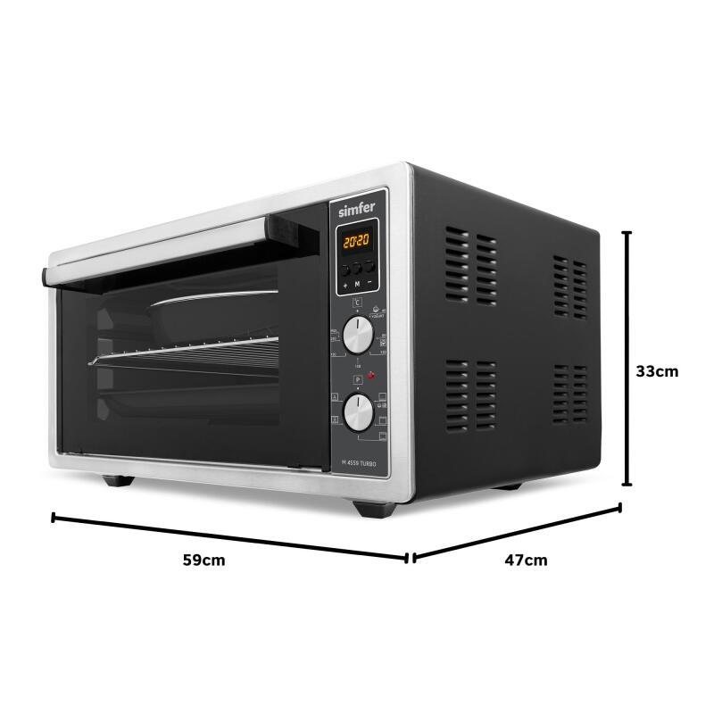Simfer 4559 İnox 45 LT Turbo Fan Mini / Midi Fırın - 6 Fonksiyon, Dijital Ekran, Pop-Up Düğme,Yoğurt Yapma - 13