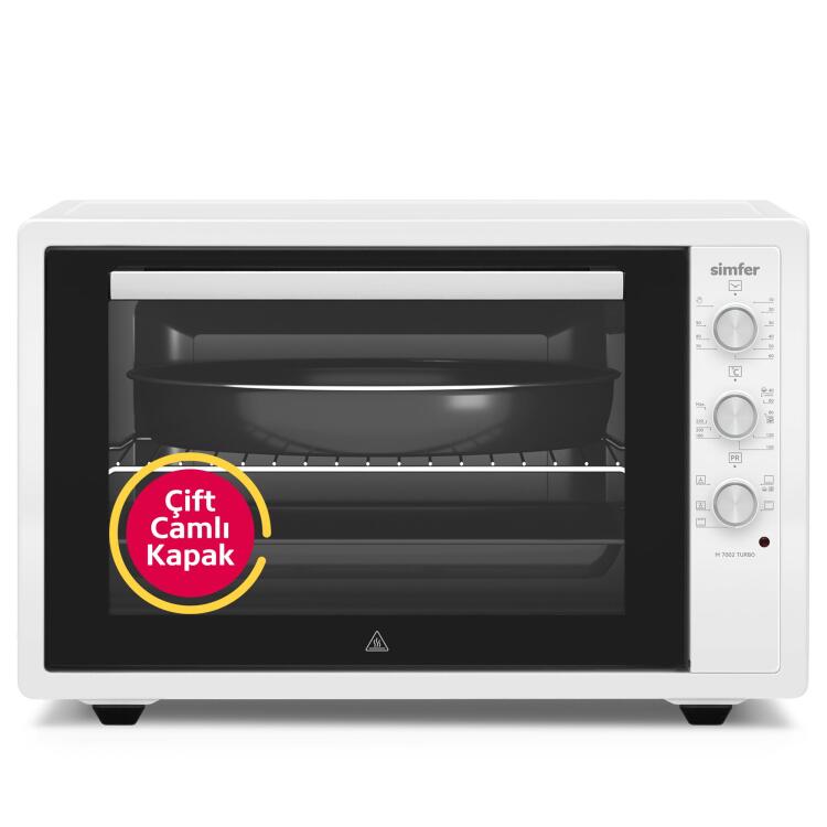 Simfer 7002 Beyaz 70 LT Turbo Fan Mini / Midi Fırın - 6 Fonksiyon,Yoğurt Yapma, Buz Çözme & İç Aydınlatma - Simfer